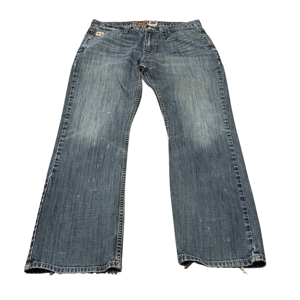 Cinch IAN Jeans Men's 34x30.5 Blue Med Wash Bootcut Stretch Cowboy Rodeo *Bleach